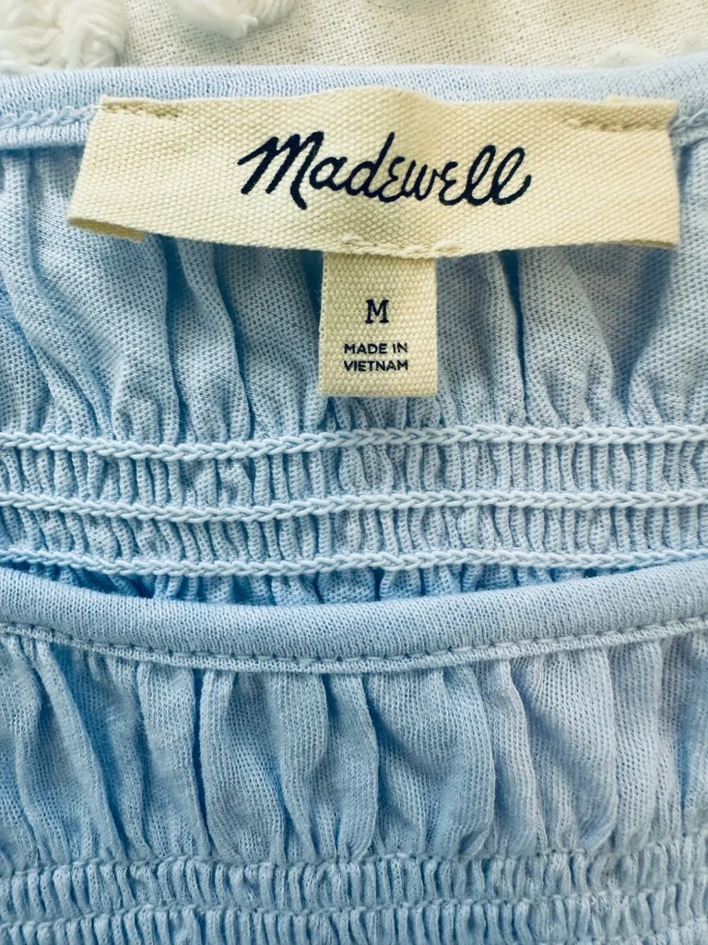 Madewell Light Blue Smocked Long Sleeve Top